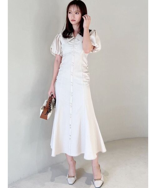 RESEXXY（リゼクシー）の「ギャザーデザインマーメイドワンピース（ワンピース・レディース・ブラック/インディゴブルー/アイボリー・FREE）」の22枚目の写真