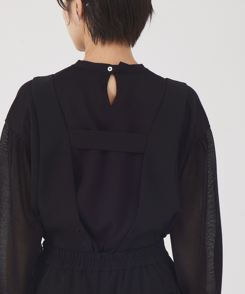 qualite（カリテ）の「《セットアップ対応》サロペット付センタープレスパンツ（サロペット/オーバーオール・レディース・ブラック/ネイビー・38/36）」の9枚目の写真