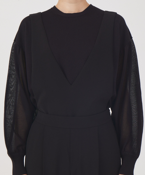 qualite（カリテ）の「《セットアップ対応》サロペット付センタープレスパンツ（サロペット/オーバーオール・レディース・ブラック/ネイビー・38/36）」の10枚目の写真