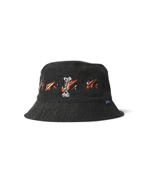 LFYT | LFYT ラファイエット [Lafayette] × カイザー [KYZER] -  コラボ アーティスト アート グラフィック 刺繍 ブラックデニム バケットハット [KISS & BONES BUCKET HAT] LS231402(ハット)