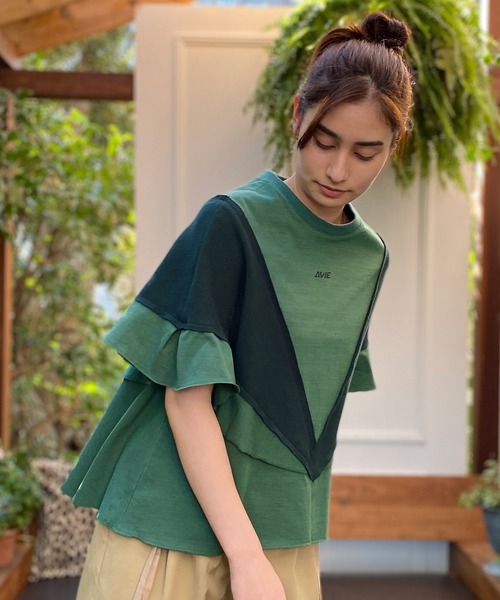 AVIE（アビィ）の「カッティングフレアTee（Tシャツ/カットソー・レディース・ブラック/カーキ・38）」の8枚目の写真