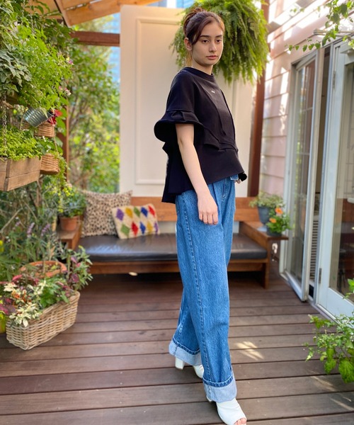 AVIE（アビィ）の「カッティングフレアTee（Tシャツ/カットソー・レディース・ブラック/カーキ・38）」の7枚目の写真