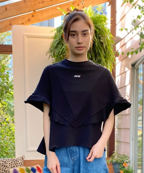 AVIE（アビィ）の「カッティングフレアTee（Tシャツ/カットソー・レディース・ブラック/カーキ・38）」の9枚目の写真