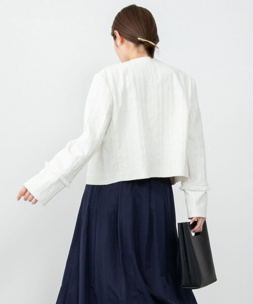 NOLLEY’S(ノーリーズ)の「◇【WEB限定】ジャガードツイードジャケット(ノーカラージャケット・レディース・オフホワイト・1/2)」の19枚目の写真