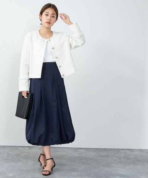 NOLLEY’S(ノーリーズ)の「◇【WEB限定】ジャガードツイードジャケット(ノーカラージャケット・レディース・オフホワイト・1/2)」の12枚目の写真