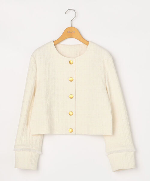 NOLLEY’S(ノーリーズ)の「◇【WEB限定】ジャガードツイードジャケット(ノーカラージャケット・レディース・オフホワイト・1/2)」の9枚目の写真