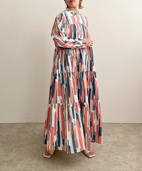 LHELBIE（レルビエ）の「カラフルペイントティアードワンピース（ワンピース・レディース・グリーン/ブルー/ピンク・FREE）」の21枚目の写真