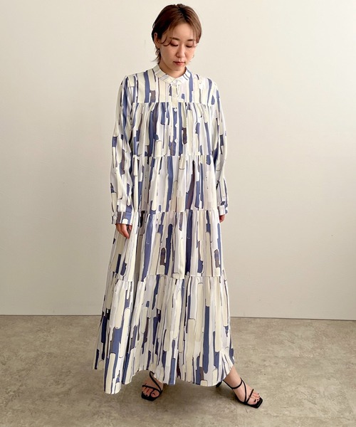 LHELBIE（レルビエ）の「カラフルペイントティアードワンピース（ワンピース・レディース・グリーン/ブルー/ピンク・FREE）」の14枚目の写真