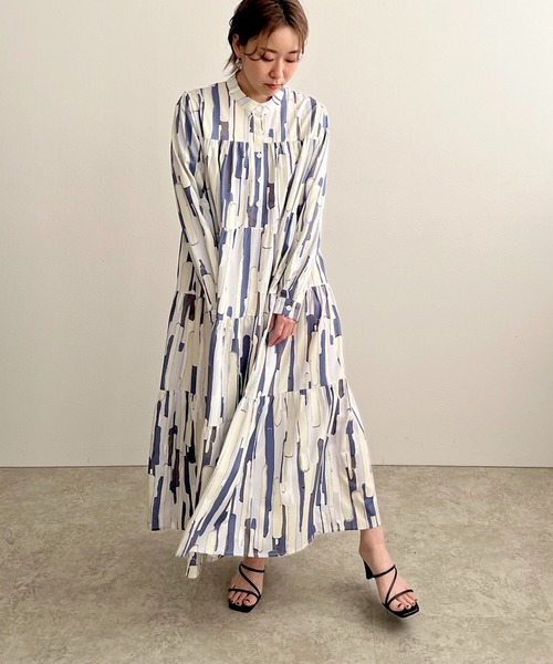 LHELBIE（レルビエ）の「カラフルペイントティアードワンピース（ワンピース・レディース・グリーン/ブルー/ピンク・FREE）」の11枚目の写真