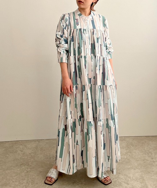 LHELBIE（レルビエ）の「カラフルペイントティアードワンピース（ワンピース・レディース・グリーン/ブルー/ピンク・FREE）」の15枚目の写真