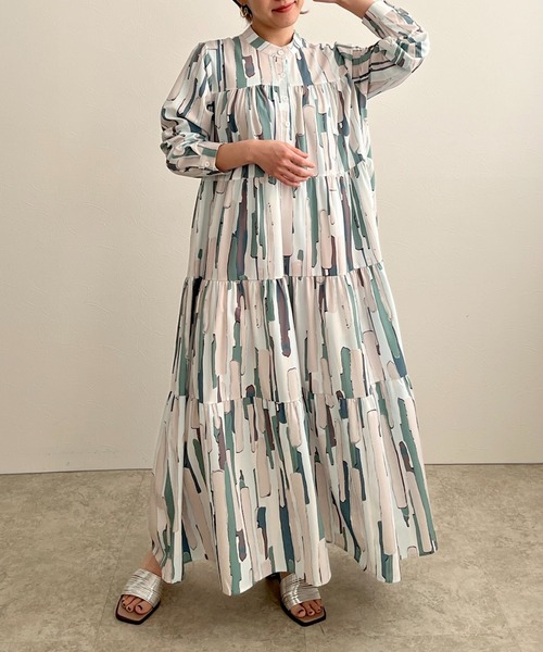 LHELBIE（レルビエ）の「カラフルペイントティアードワンピース（ワンピース・レディース・グリーン/ブルー/ピンク・FREE）」の12枚目の写真