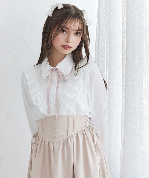 DearMyLoveRose(ディアマイラブローズ)の「上品大人フリルシャツブラウス(シャツ/ブラウス・レディース・ブラック/ホワイト/ベージュ・MEDIUM/LARGE/X-LARGE/XX-LARGE)」の3枚目の写真