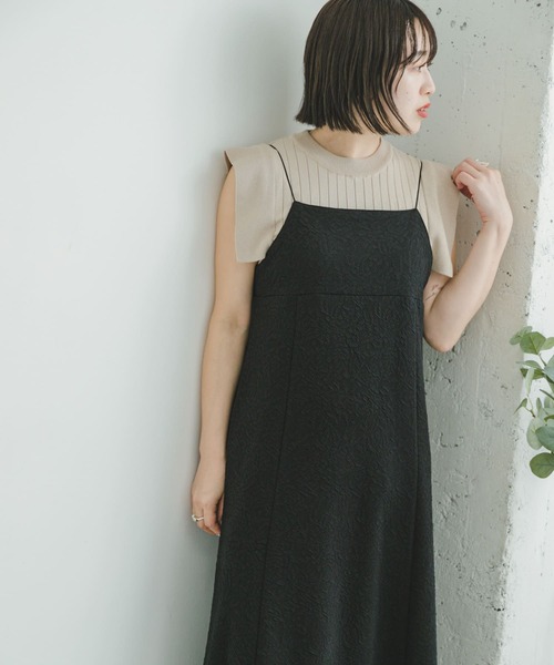 ITEMS URBANRESEARCH（アイテムズ アーバンリサーチ）の「フクレジャガードキャミワンピース（ワンピース・レディース・ブラック/カーキ・FREE）」の3枚目の写真
