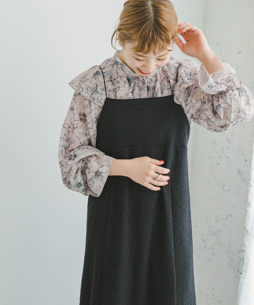 ITEMS URBANRESEARCH（アイテムズ アーバンリサーチ）の「フクレジャガードキャミワンピース（ワンピース・レディース・ブラック/カーキ・FREE）」の4枚目の写真