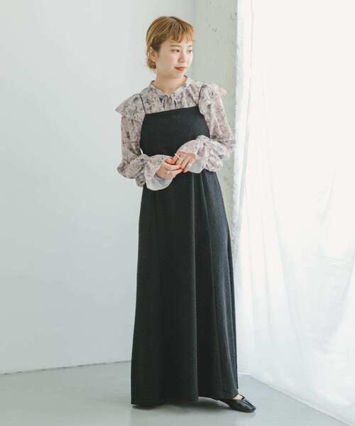 ITEMS URBANRESEARCH（アイテムズ アーバンリサーチ）の「フクレジャガードキャミワンピース（ワンピース・レディース・ブラック/カーキ・FREE）」の14枚目の写真