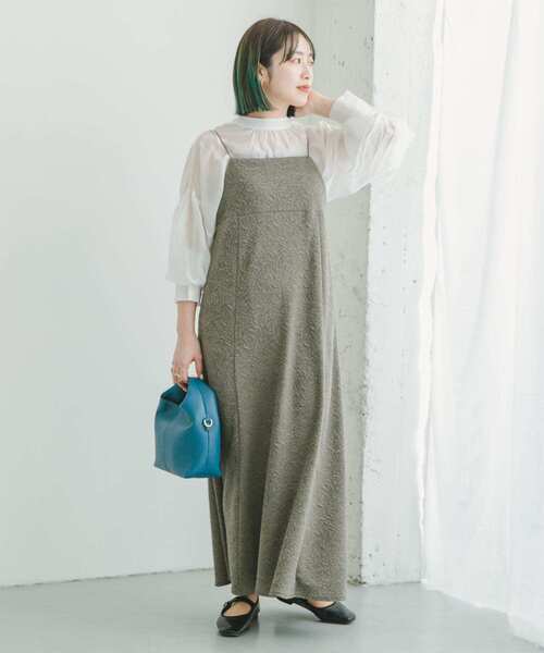 ITEMS URBANRESEARCH（アイテムズ アーバンリサーチ）の「フクレジャガードキャミワンピース（ワンピース・レディース・ブラック/カーキ・FREE）」の15枚目の写真