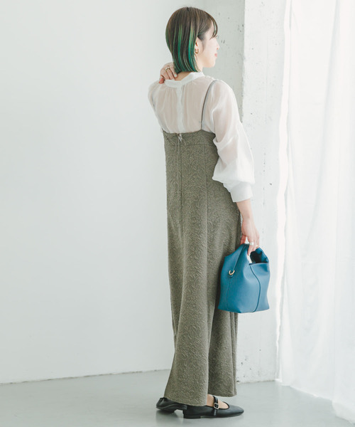 ITEMS URBANRESEARCH（アイテムズ アーバンリサーチ）の「フクレジャガードキャミワンピース（ワンピース・レディース・ブラック/カーキ・FREE）」の12枚目の写真