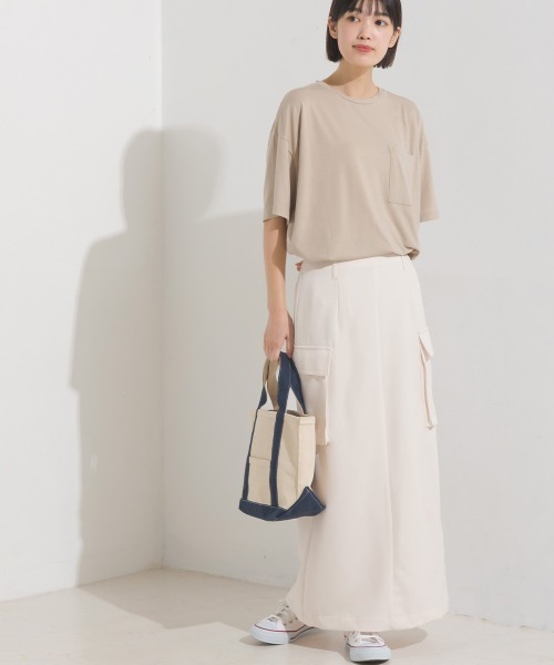 OMNES（オムネス）の「ストレッチジョーゼットワークタイトスカート（スカート・レディース・ベージュ系その他/アイボリー/カーキ/ブラック・FREE）」の2枚目の写真