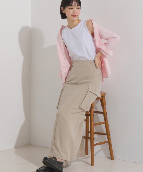 OMNES（オムネス）の「ストレッチジョーゼットワークタイトスカート（スカート・レディース・ベージュ系その他/アイボリー/カーキ/ブラック・FREE）」の15枚目の写真