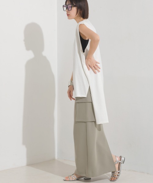 OMNES（オムネス）の「ストレッチジョーゼットワークタイトスカート（スカート・レディース・ベージュ系その他/アイボリー/カーキ/ブラック・FREE）」の9枚目の写真