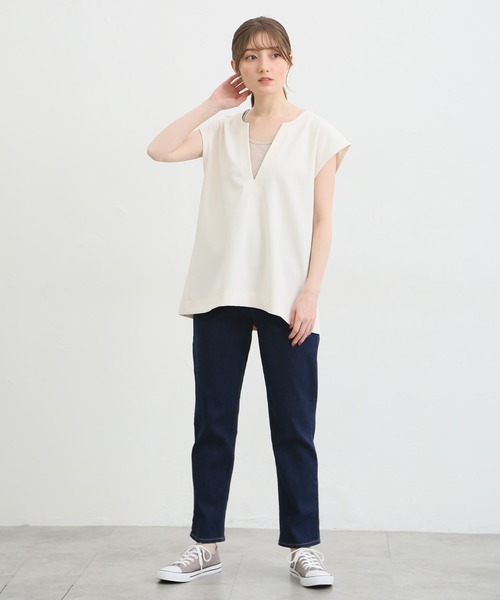 Honeys(ハニーズ)の「キーネックベスト(ベスト・レディース・ブラック/ライム/グレイッシュベージュ/ネイビー/アイボリー/モカ・L/S/LL/M)」の16枚目の写真