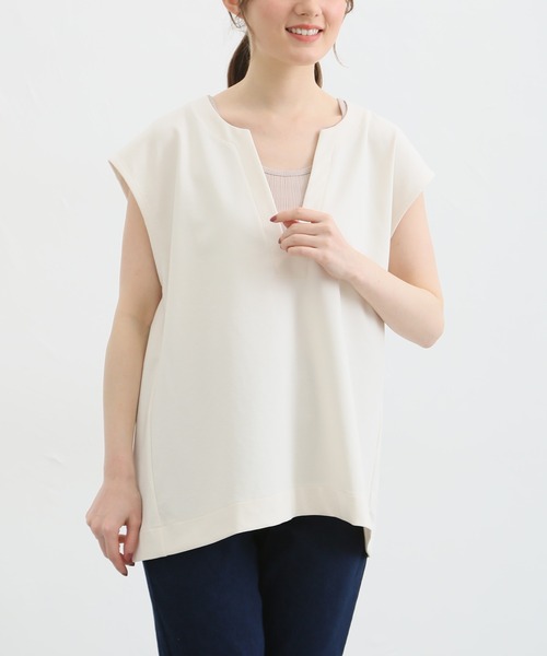 Honeys(ハニーズ)の「キーネックベスト(ベスト・レディース・ブラック/ライム/グレイッシュベージュ/ネイビー/アイボリー/モカ・L/S/LL/M)」の9枚目の写真