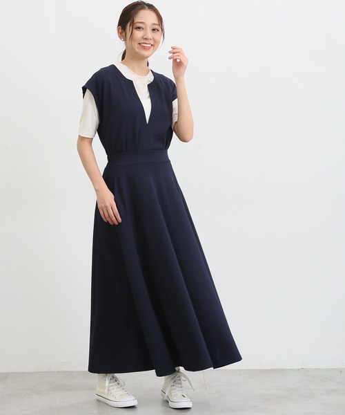 Honeys(ハニーズ)の「キーネックベスト(ベスト・レディース・ブラック/ライム/グレイッシュベージュ/ネイビー/アイボリー/モカ・L/S/LL/M)」の10枚目の写真