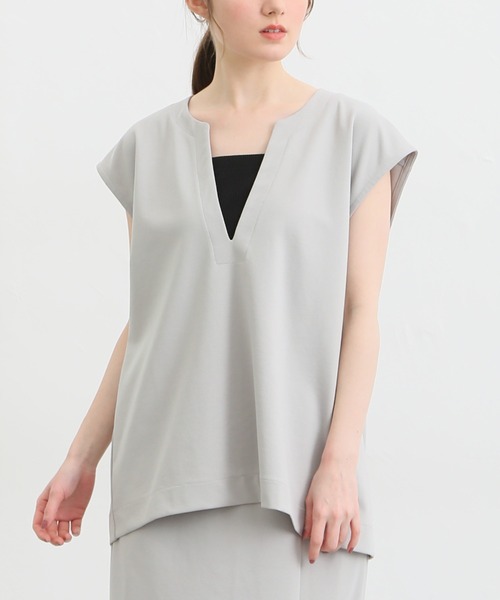 Honeys(ハニーズ)の「キーネックベスト(ベスト・レディース・ブラック/ライム/グレイッシュベージュ/ネイビー/アイボリー/モカ・L/S/LL/M)」の8枚目の写真