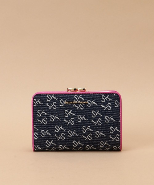 Samantha Thavasa（サマンサタバサ）の「Denim ST Jacquard二つ折り口金財布（財布・レディース・オフホワイト/ターコイズブルー/フューシャピンク/ネイビー・FREE）」の4枚目の写真