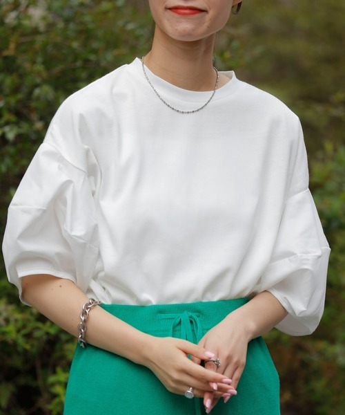 CIAOPANIC TYPY(チャオパニックティピー)の「【WEB限定】ボリュームスリーブコンビTEE(Tシャツ/カットソー・レディース・ホワイト/ブラック/イエロー/ブルー・ONE SIZE)」の5枚目の写真