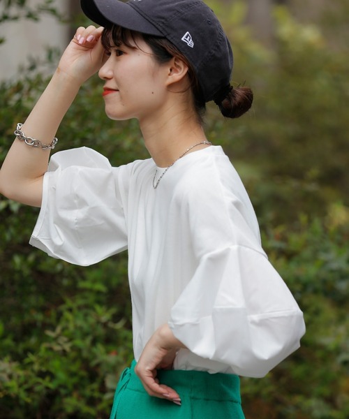 CIAOPANIC TYPY(チャオパニックティピー)の「【WEB限定】ボリュームスリーブコンビTEE(Tシャツ/カットソー・レディース・ホワイト/ブラック/イエロー/ブルー・ONE SIZE)」の6枚目の写真