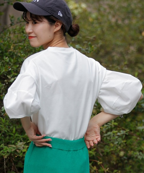 CIAOPANIC TYPY(チャオパニックティピー)の「【WEB限定】ボリュームスリーブコンビTEE(Tシャツ/カットソー・レディース・ホワイト/ブラック/イエロー/ブルー・ONE SIZE)」の7枚目の写真