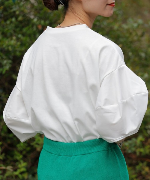 CIAOPANIC TYPY(チャオパニックティピー)の「【WEB限定】ボリュームスリーブコンビTEE(Tシャツ/カットソー・レディース・ホワイト/ブラック/イエロー/ブルー・ONE SIZE)」の8枚目の写真