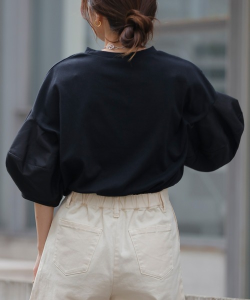 CIAOPANIC TYPY(チャオパニックティピー)の「【WEB限定】ボリュームスリーブコンビTEE(Tシャツ/カットソー・レディース・ホワイト/ブラック/イエロー/ブルー・ONE SIZE)」の16枚目の写真