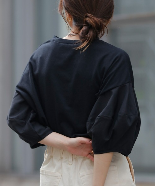 CIAOPANIC TYPY(チャオパニックティピー)の「【WEB限定】ボリュームスリーブコンビTEE(Tシャツ/カットソー・レディース・ホワイト/ブラック/イエロー/ブルー・ONE SIZE)」の17枚目の写真