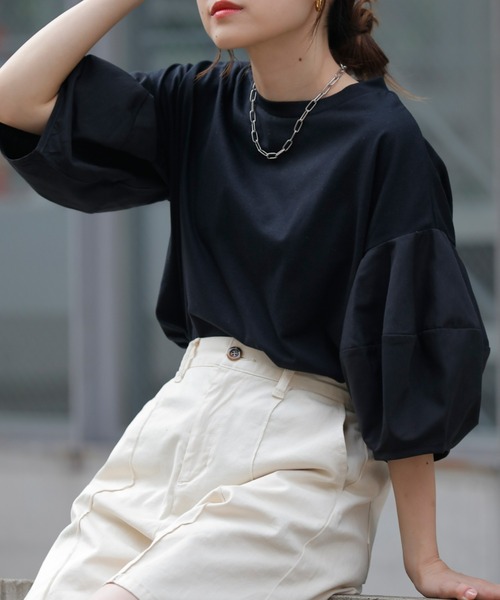 CIAOPANIC TYPY(チャオパニックティピー)の「【WEB限定】ボリュームスリーブコンビTEE(Tシャツ/カットソー・レディース・ホワイト/ブラック/イエロー/ブルー・ONE SIZE)」の14枚目の写真