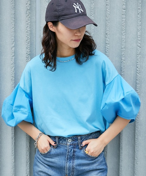 CIAOPANIC TYPY(チャオパニックティピー)の「【WEB限定】ボリュームスリーブコンビTEE(Tシャツ/カットソー・レディース・ホワイト/ブラック/イエロー/ブルー・ONE SIZE)」の22枚目の写真