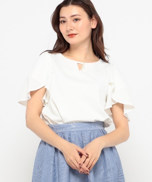 MISCH MASCH(ミッシュマッシュ)の「パールフレアスリーブブラウス(シャツ/ブラウス・レディース・ホワイト/ピンク系その他/ブルー系その他/ブラック/ブラック×ブラック・M)」の10枚目の写真