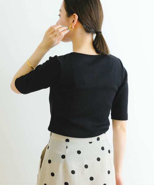 URBAN RESEARCH（アーバンリサーチ）の「ソフトコットンリブ5分袖カットソー（Tシャツ/カットソー・レディース・ブラック/オフホワイト/ベージュ系その他・FREE）」の10枚目の写真