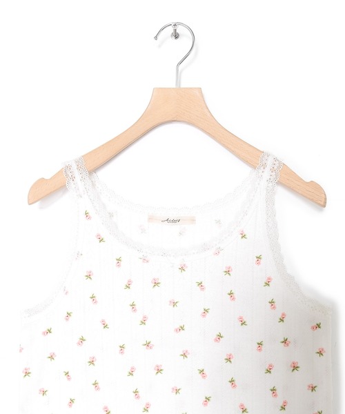 Alley by w closet（アリーバイダブルクローゼット）の「【Alley】レトロ柄レースキャミ（キャミソール・レディース・ホワイト×ブルー/ホワイト系その他/レッド系その他/ホワイト×イエロー/ホワイト系その他2・FREE）」の10枚目の写真