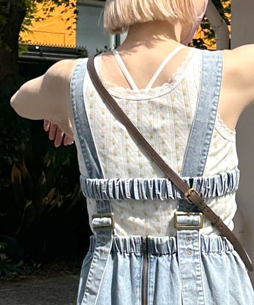 Alley by w closet（アリーバイダブルクローゼット）の「【Alley】レトロ柄レースキャミ（キャミソール・レディース・ホワイト×ブルー/ホワイト系その他/レッド系その他/ホワイト×イエロー/ホワイト系その他2・FREE）」の6枚目の写真