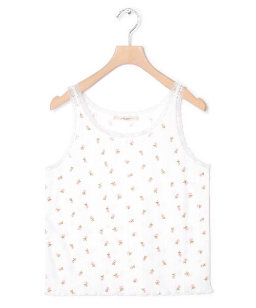 Alley by w closet（アリーバイダブルクローゼット）の「【Alley】レトロ柄レースキャミ（キャミソール・レディース・ホワイト×ブルー/ホワイト系その他/レッド系その他/ホワイト×イエロー/ホワイト系その他2・FREE）」の18枚目の写真