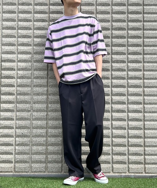 【セール】スラックス ツータック ワイドパンツ ポンチ素材 メンズ（スラックス）｜BEATJIVE（ビートジャイブ）