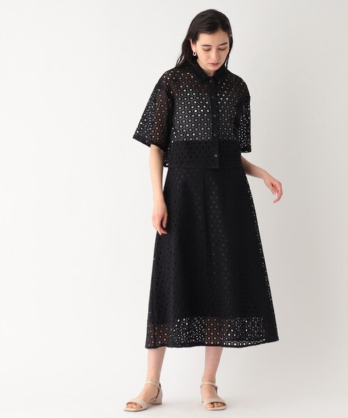 OPAQUE.CLIP（オペークドットクリップ）の「◆セットアップ対応 サークルモチーフレース フレアスカート【イージーケア/洗濯機洗い可】（スカート・レディース・ホワイト系/ブラック・40/36/38）」の11枚目の写真