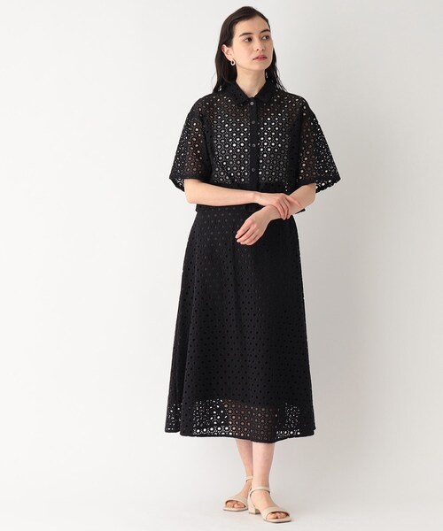 OPAQUE.CLIP（オペークドットクリップ）の「◆セットアップ対応 サークルモチーフレース フレアスカート【イージーケア/洗濯機洗い可】（スカート・レディース・ホワイト系/ブラック・40/36/38）」の8枚目の写真