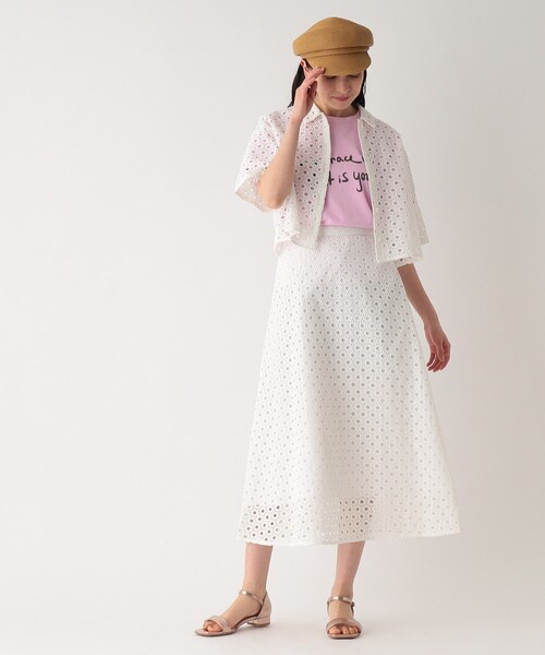 OPAQUE.CLIP（オペークドットクリップ）の「◆セットアップ対応 サークルモチーフレース フレアスカート【イージーケア/洗濯機洗い可】（スカート・レディース・ホワイト系/ブラック・40/36/38）」の20枚目の写真