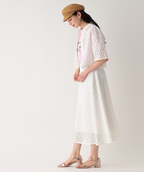 OPAQUE.CLIP（オペークドットクリップ）の「◆セットアップ対応 サークルモチーフレース フレアスカート【イージーケア/洗濯機洗い可】（スカート・レディース・ホワイト系/ブラック・40/36/38）」の12枚目の写真