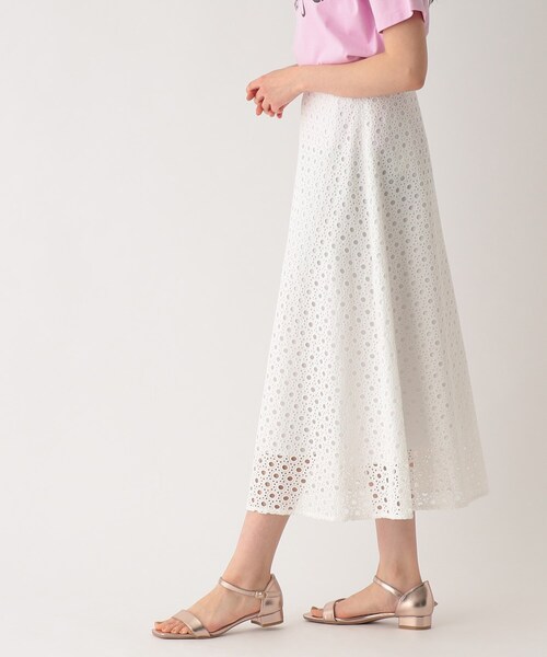 OPAQUE.CLIP（オペークドットクリップ）の「◆セットアップ対応 サークルモチーフレース フレアスカート【イージーケア/洗濯機洗い可】（スカート・レディース・ホワイト系/ブラック・40/36/38）」の15枚目の写真