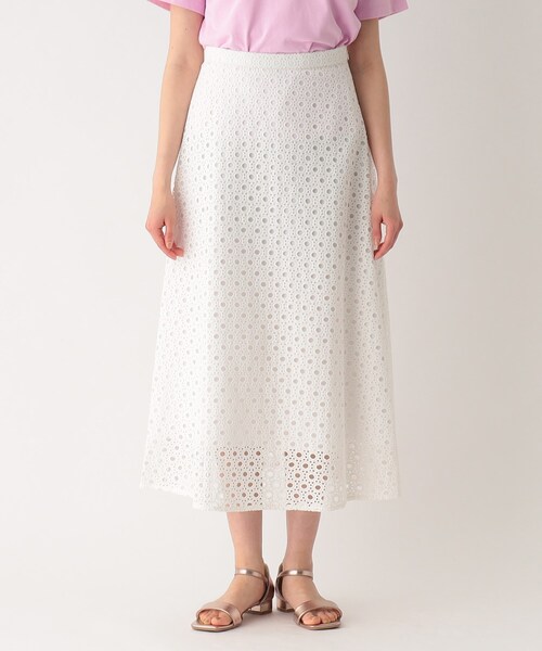 OPAQUE.CLIP（オペークドットクリップ）の「◆セットアップ対応 サークルモチーフレース フレアスカート【イージーケア/洗濯機洗い可】（スカート・レディース・ホワイト系/ブラック・40/36/38）」の10枚目の写真