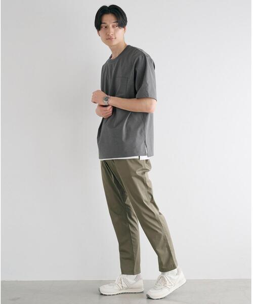 green label relaxing（グリーンレーベルリラクシング）の「ドライ タンクトップ レイヤード Tシャツ -吸水速乾-（Tシャツ/カットソー・メンズ・グレー/ブラック/オリーブ/ネイビー・S/M/L/XL）」の5枚目の写真